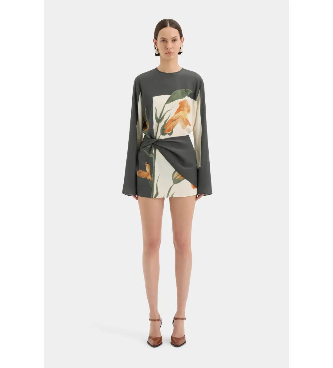 Sir the Label Constance Twist Mini Dress Iris Floral Size AU 10 for rent on The Volte - main image