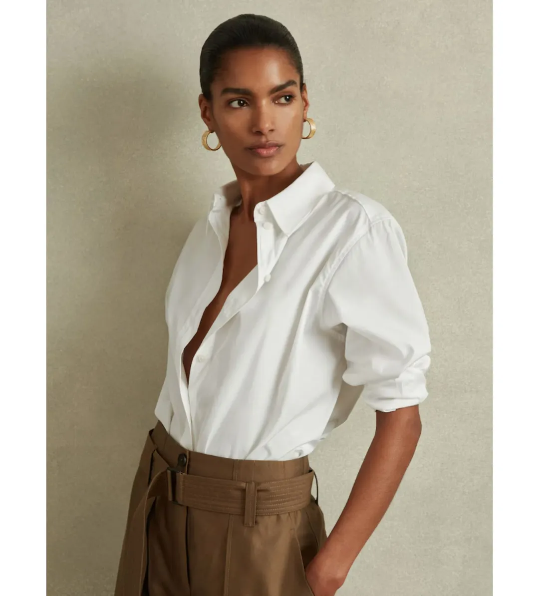 Reiss Jenny-cotton Poplin Shirt In White Size AU 8 for rent on The Volte - main image
