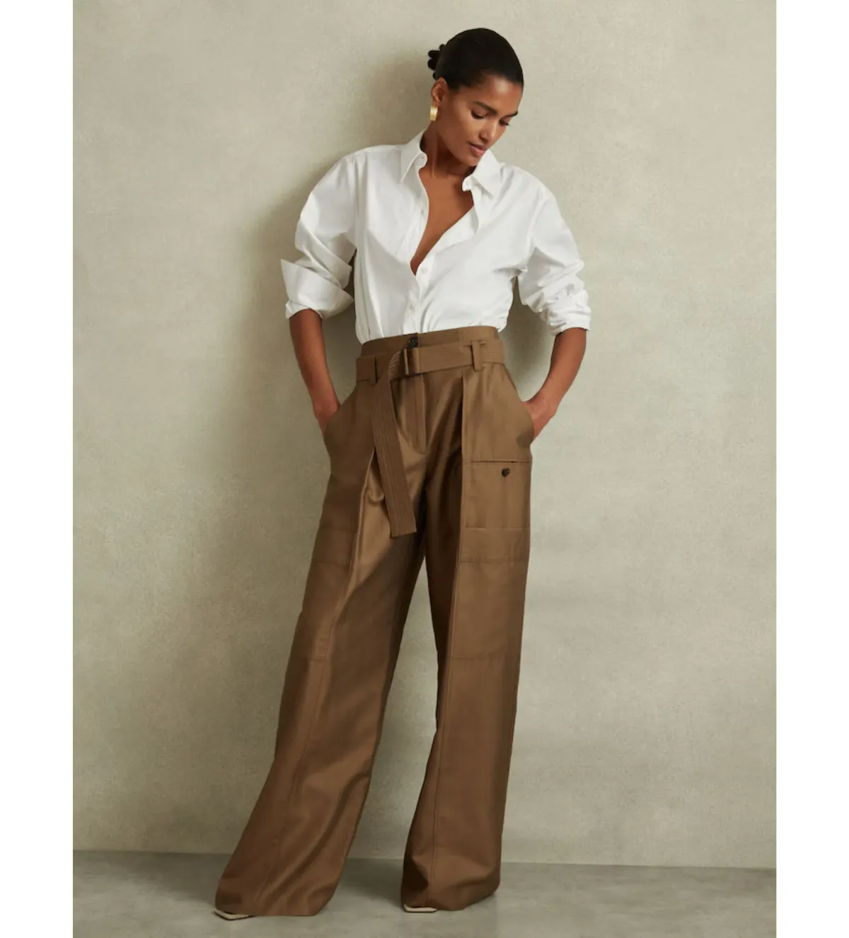 Reiss Jenny-cotton Poplin Shirt In White Size AU 8 for rent on The Volte - main image