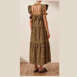 Shona Joy Lilou Ruffle Square Neck Midi Dress Floral Size 10  for rent on The Volte - image 2