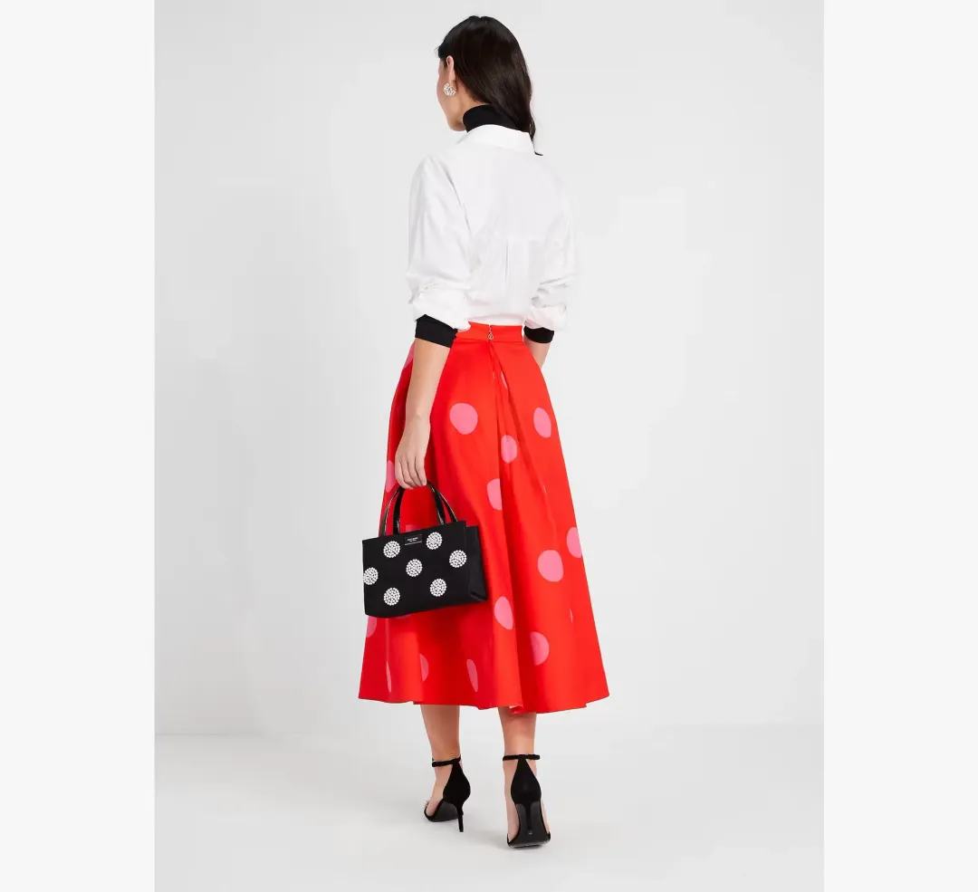 Kate Spade Giant Dot Faille Midi Skirt Orange Print Size 8 US / 12 UK/AU for rent on The Volte - main image