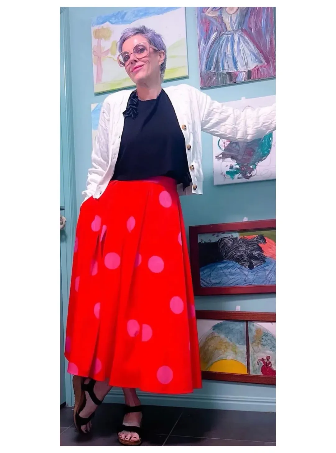Kate Spade Giant Dot Faille Midi Skirt Orange Print Size 8 US / 12 UK/AU for rent on The Volte - main image