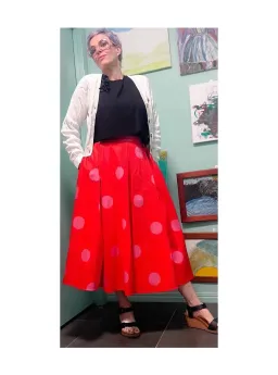 Kate Spade Giant Dot Faille Midi Skirt Orange Print Size 8 US / 12 UK/AU for rent on The Volte - image 7