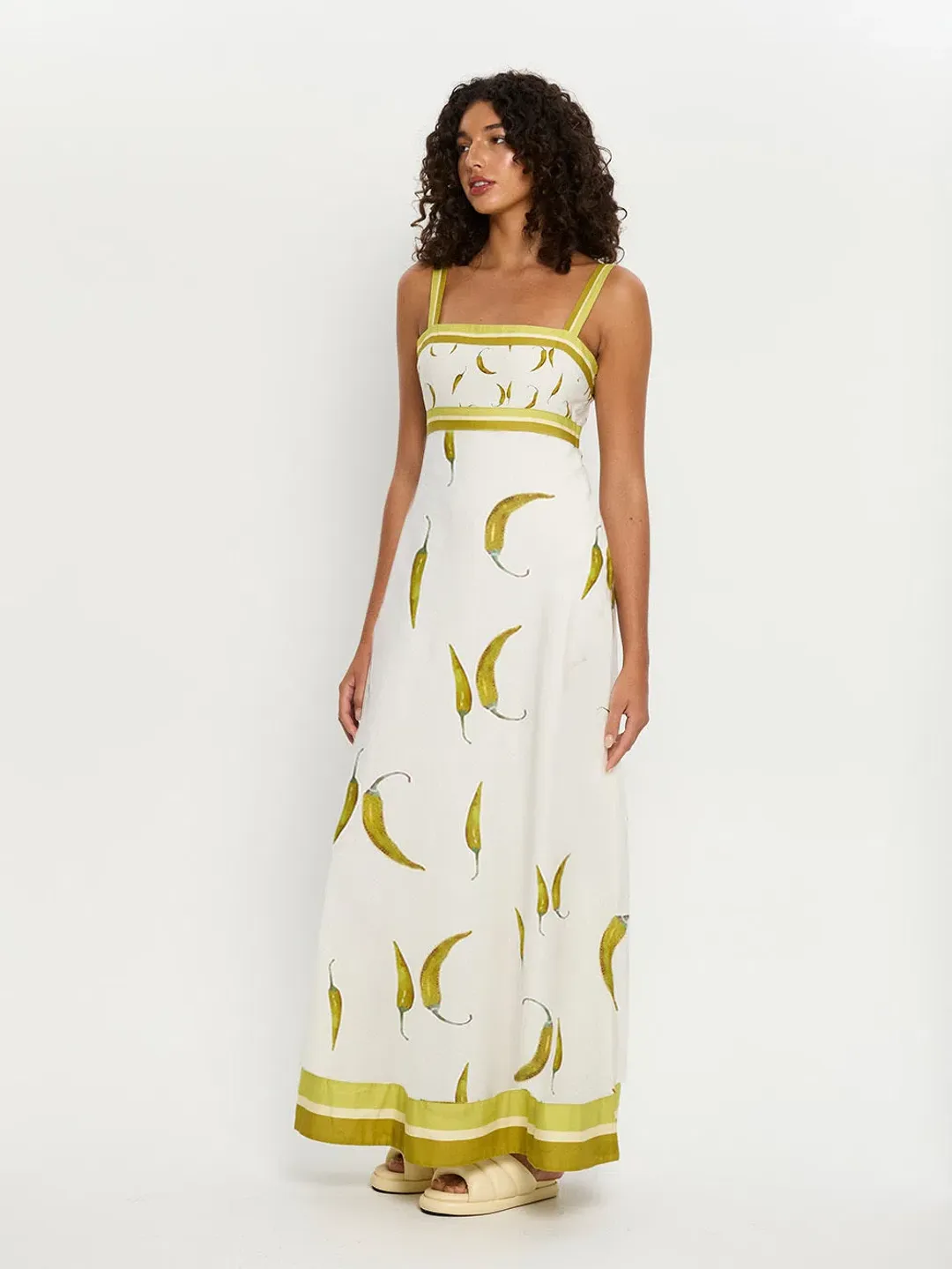 Kivari Margarita Linen Cotton Dress Neutral Motif Size AU 6 for rent on The Volte - main image