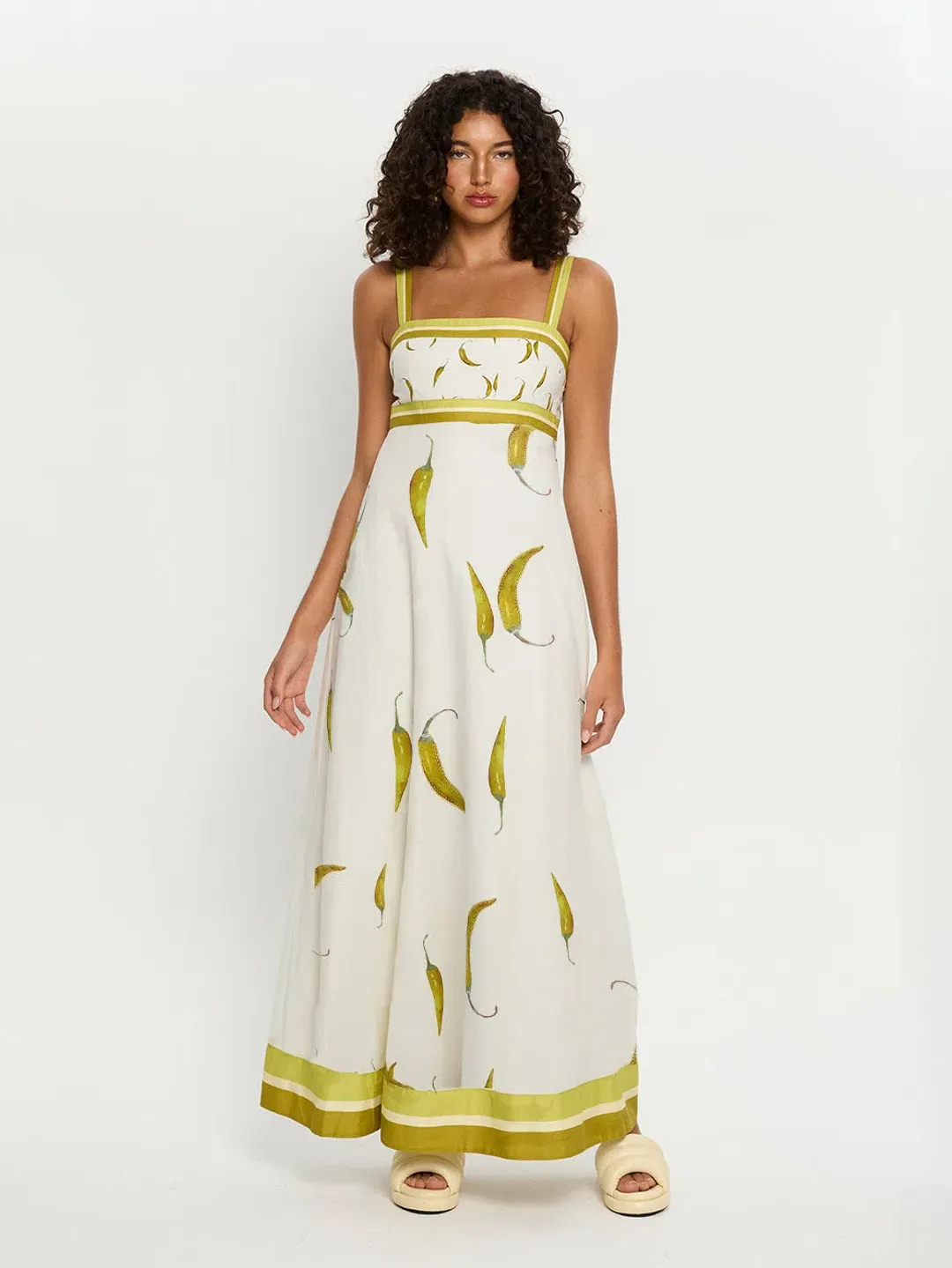Kivari Margarita Linen Cotton Dress Neutral Motif Size AU 6 for rent on The Volte - main image