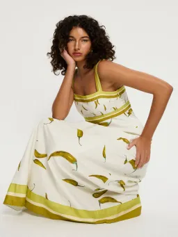 Kivari Margarita Linen Cotton Dress Neutral Motif Size AU 6 for rent on The Volte - image 3