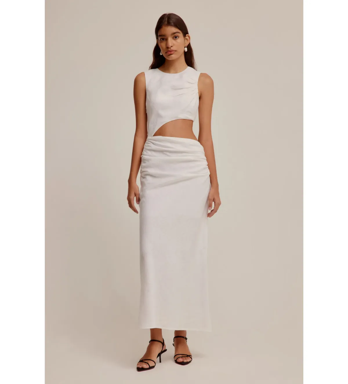 Venroy Linen Cut Out Dress White Size AU 10 for rent on The Volte - main image