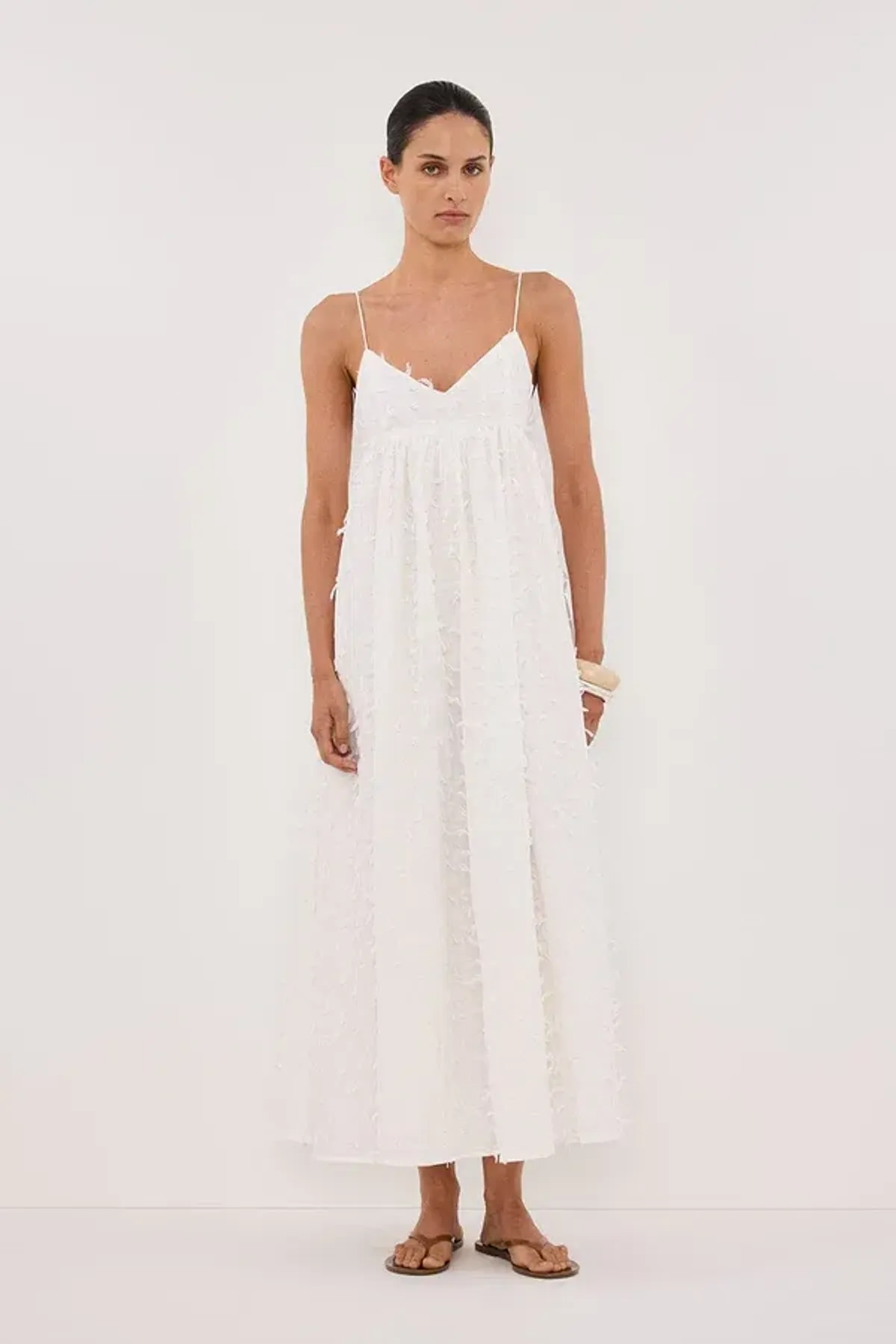 Dissh Paloma White Babydoll Midi Dress Size 10 for rent on The Volte - main image