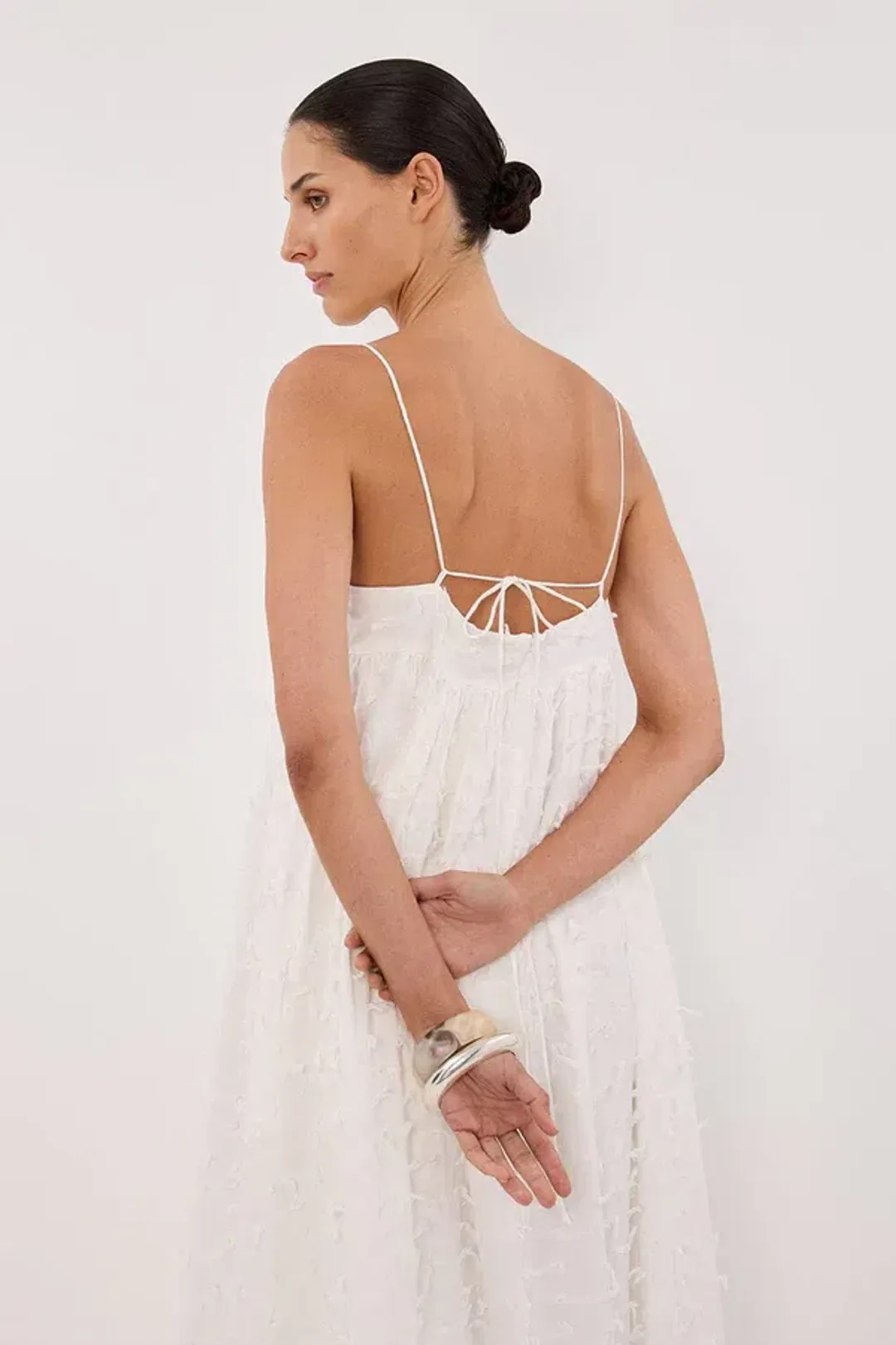 Dissh Paloma White Babydoll Midi Dress Size 10 for rent on The Volte - main image