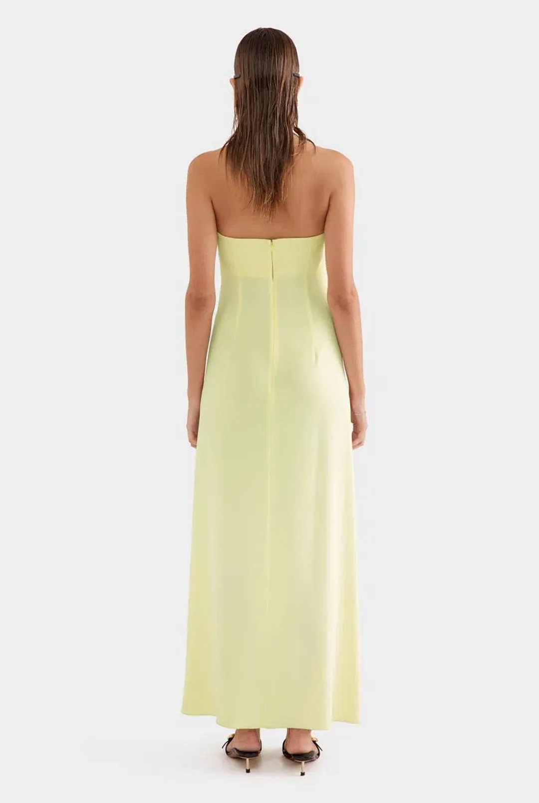 Venroy Beaded Strapless Maxi Dress Yellow Size XS / AU Size 6 for rent on The Volte - main image