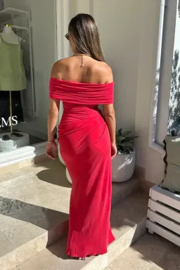 Benni Nico Off Shoulder Maxi Dress Watermelon Size 4 for rent on The Volte - image 2