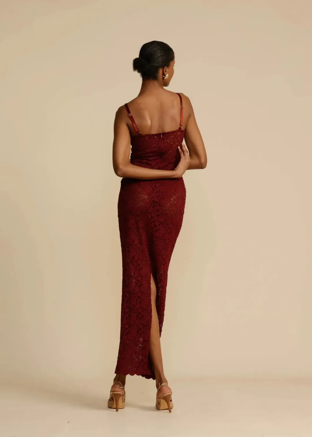 Arcina Ori Margot Lace Dress- Wine- Size XS / AU 6 for rent on The Volte - main image