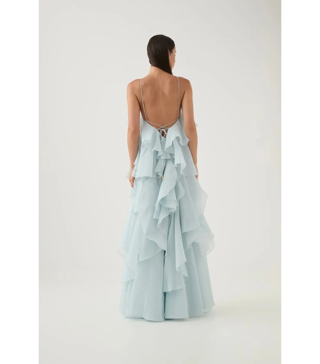 Aje Pandorea Layered Maxi Dress in Silver Blue Size AU 8 for rent on The Volte - main image