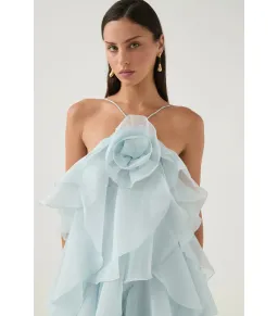 Aje Pandorea Layered Maxi Dress in Silver Blue Size AU 8 for rent on The Volte - image 3