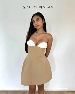 Odd Muse Bardot Mini Dress Camel Size M / AU 10 for rent on The Volte - image 3