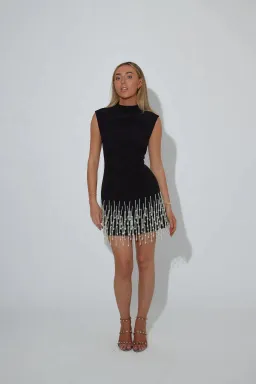 Odd Muse The Ultimate Muse Pearl Drop Sleeveless Mini Dress Black Size M / AU 10 for rent on The Volte - image 1