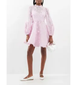 Zimmermann Matchmaker Lift Off Linen and Silk Mini Dress Pink Size 0P/AU 6 for rent on The Volte - image 1