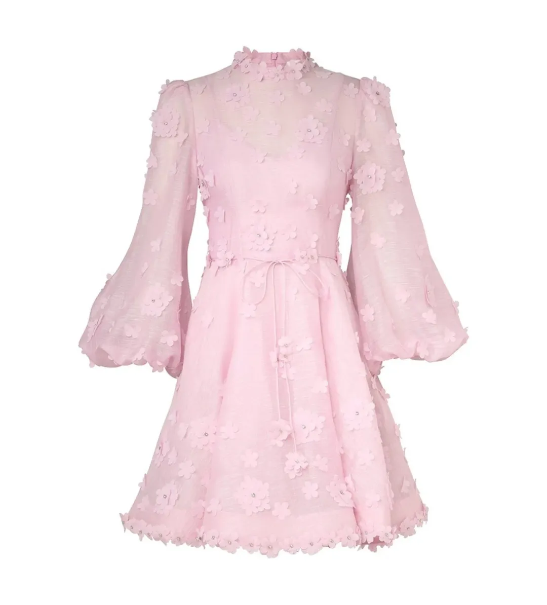 Zimmermann Matchmaker Lift Off Linen and Silk Mini Dress Pink Size 0P/AU 6 for rent on The Volte - main image