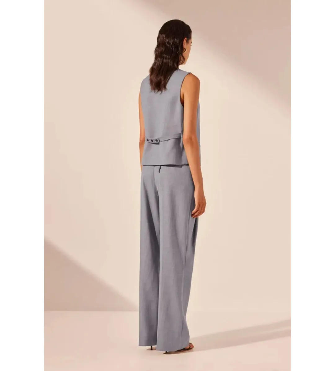Shona Joy Asher Oversized Tailored Vest in Steel Grey Size AU 8 for rent on The Volte - main image