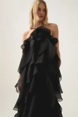Aje Pandorea Layered Maxi Dress Black Size 10 for rent on The Volte - image 2