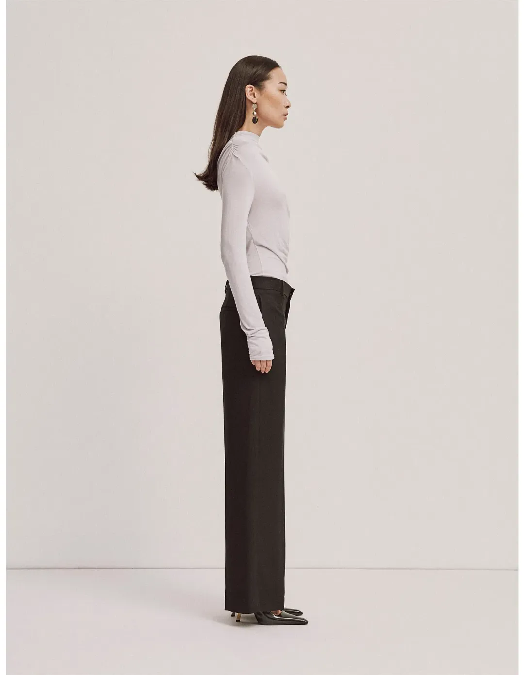 Ninety Percent Iphis Draped Long Sleeve Top in Enoki Mushroom Size M/ AU 12 for rent on The Volte - main image