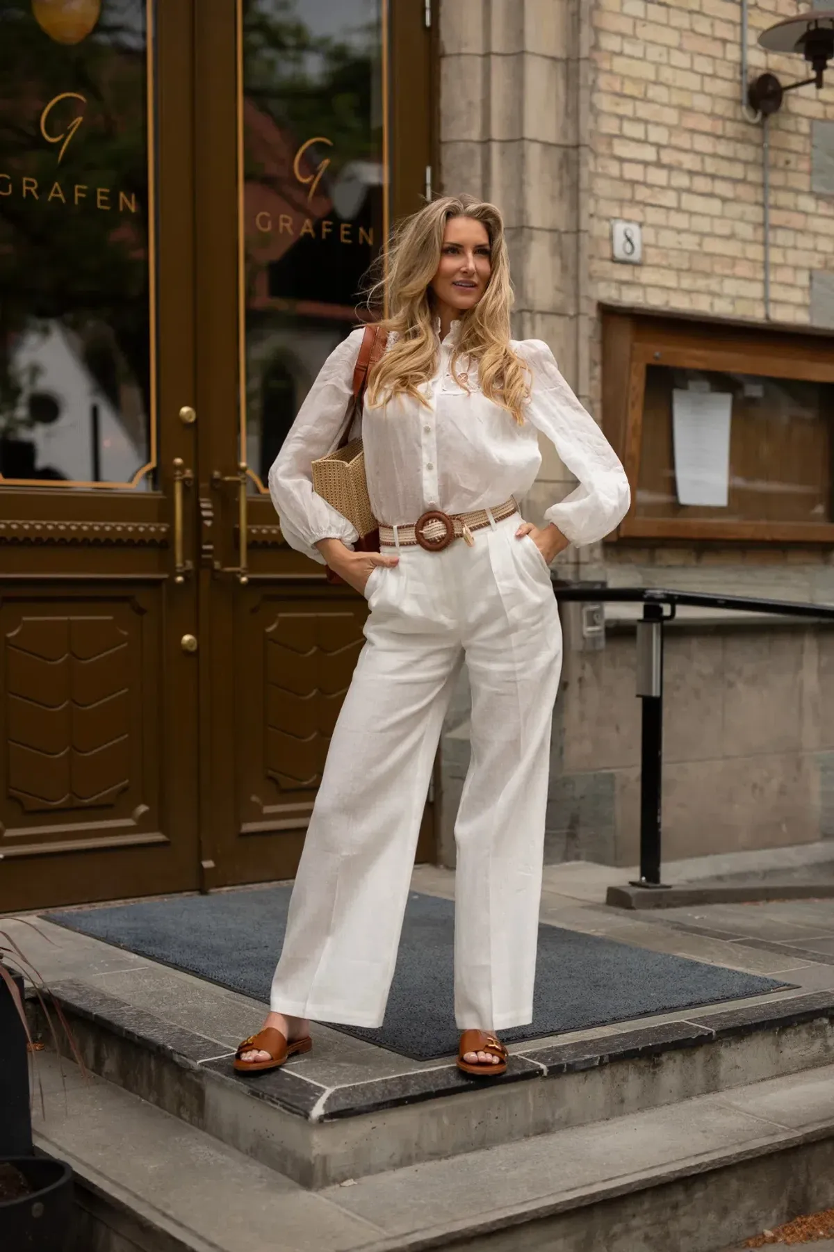 Zimmermann Golden Tuck Pant in Ivory Size 1 / AU 10 for rent on The Volte - main image