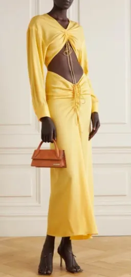 Christopher Esber Ruched Cutout Stretch Jersey Maxi Dress in Yellow Size AU 10 for rent on The Volte - image 3