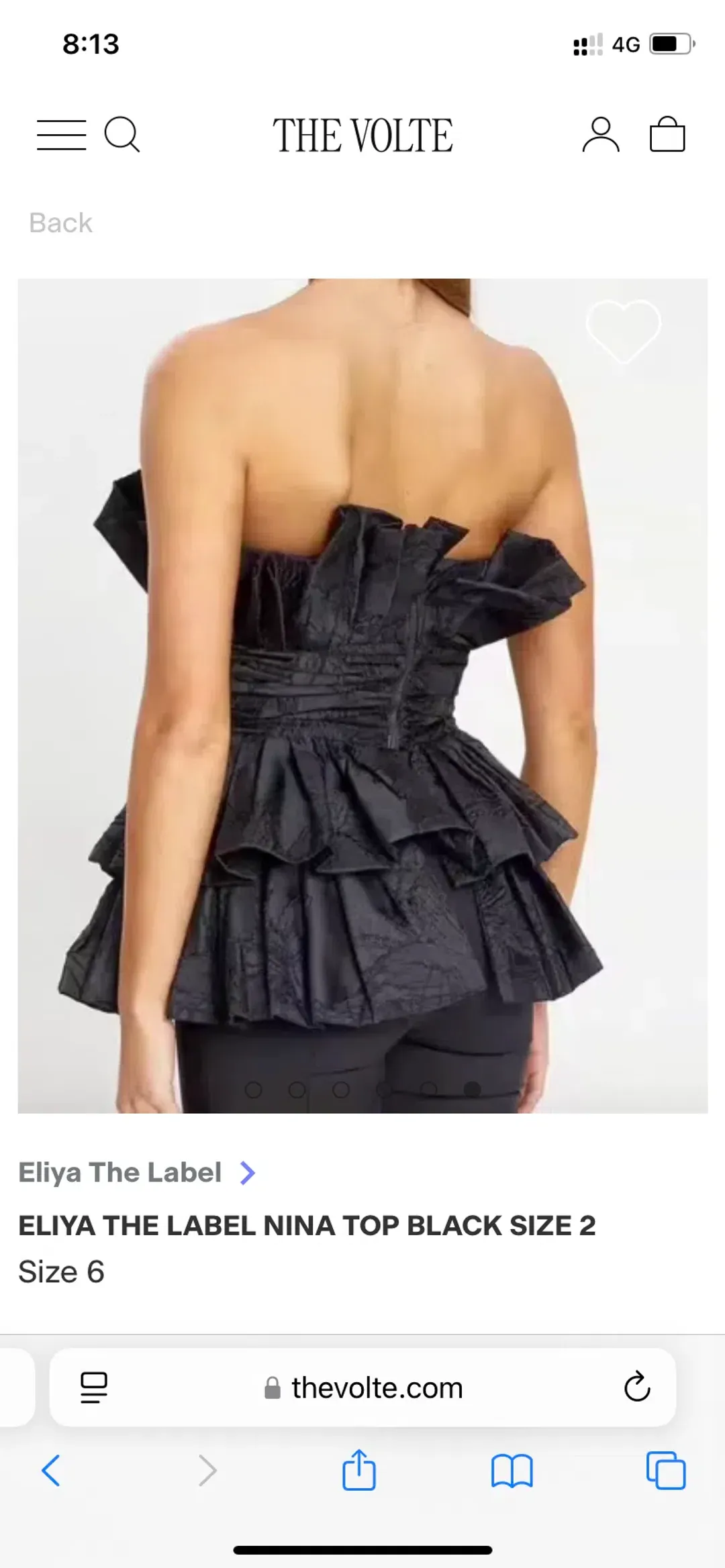 Eliya The Label Nina Top Black Size 10/M for rent on The Volte - main image