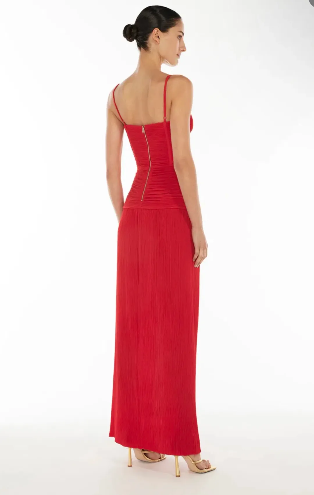 Manning Cartell  Double time pleat dress in red Size 12 for rent on The Volte - main image