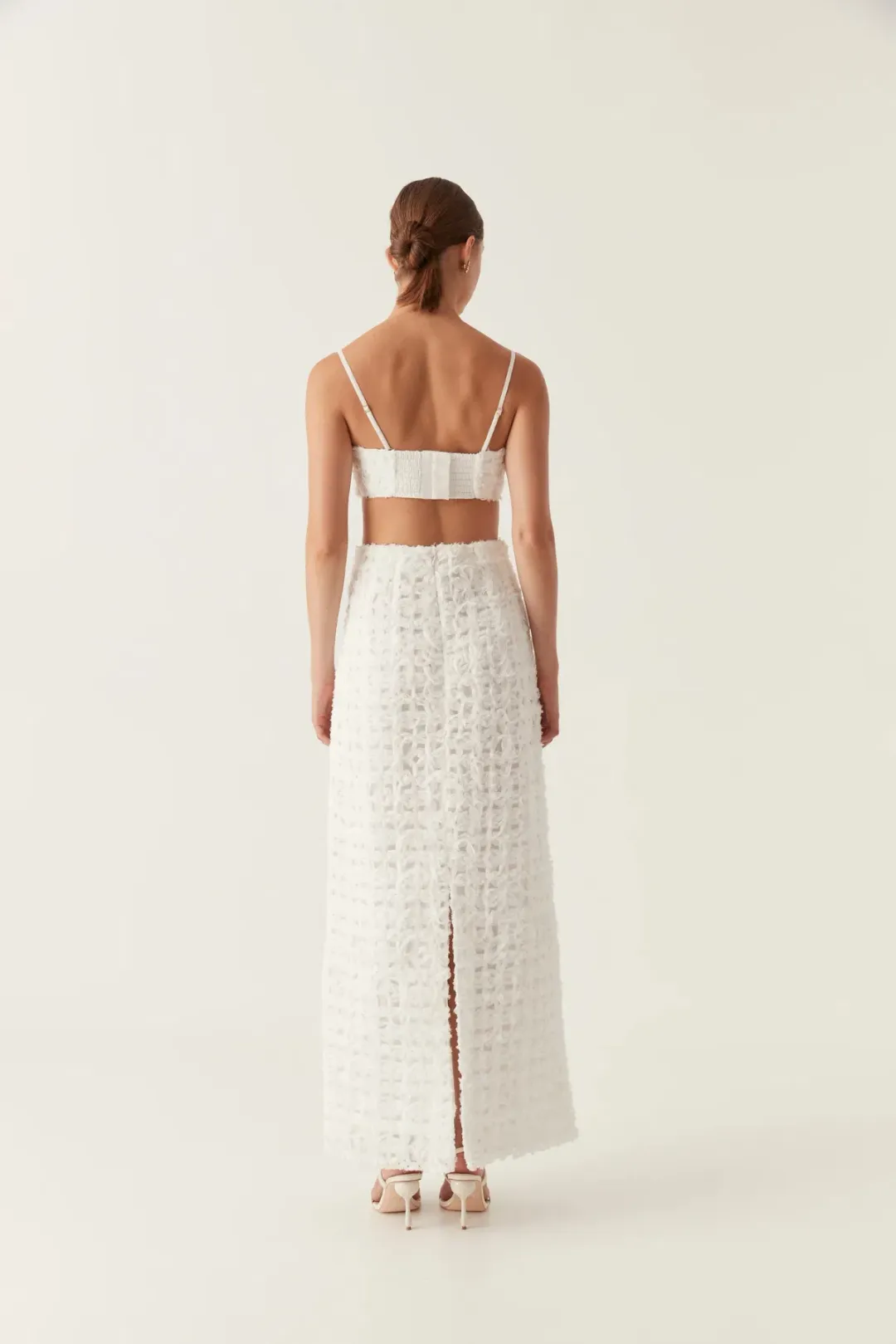 Aje Quintette Textured Midi Skirt and Bralette Set in Ivory Size 12 for rent on The Volte - main image