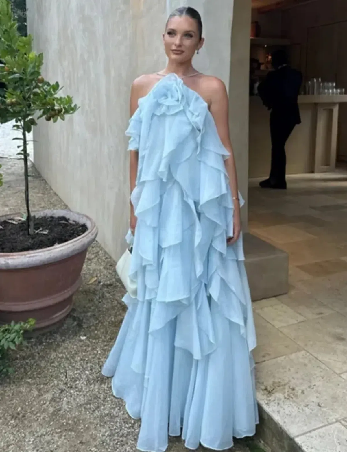 Aje Pandorea Layered Maxi Dress Silver Blue Size 8 for rent on The Volte - main image