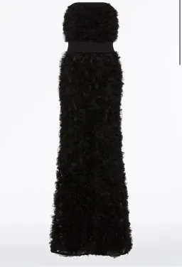 Carla Zampatti Ruffle Strapless Dress Black Size AU 8 for rent on The Volte - image 1
