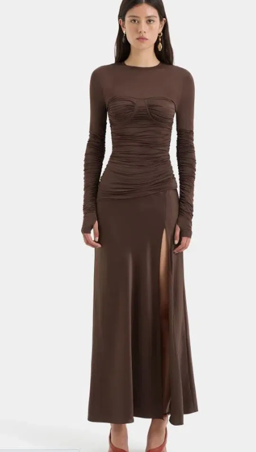 SIR Alessia Draped Gown Maxi Brown Size AU 10 for rent on The Volte - main image
