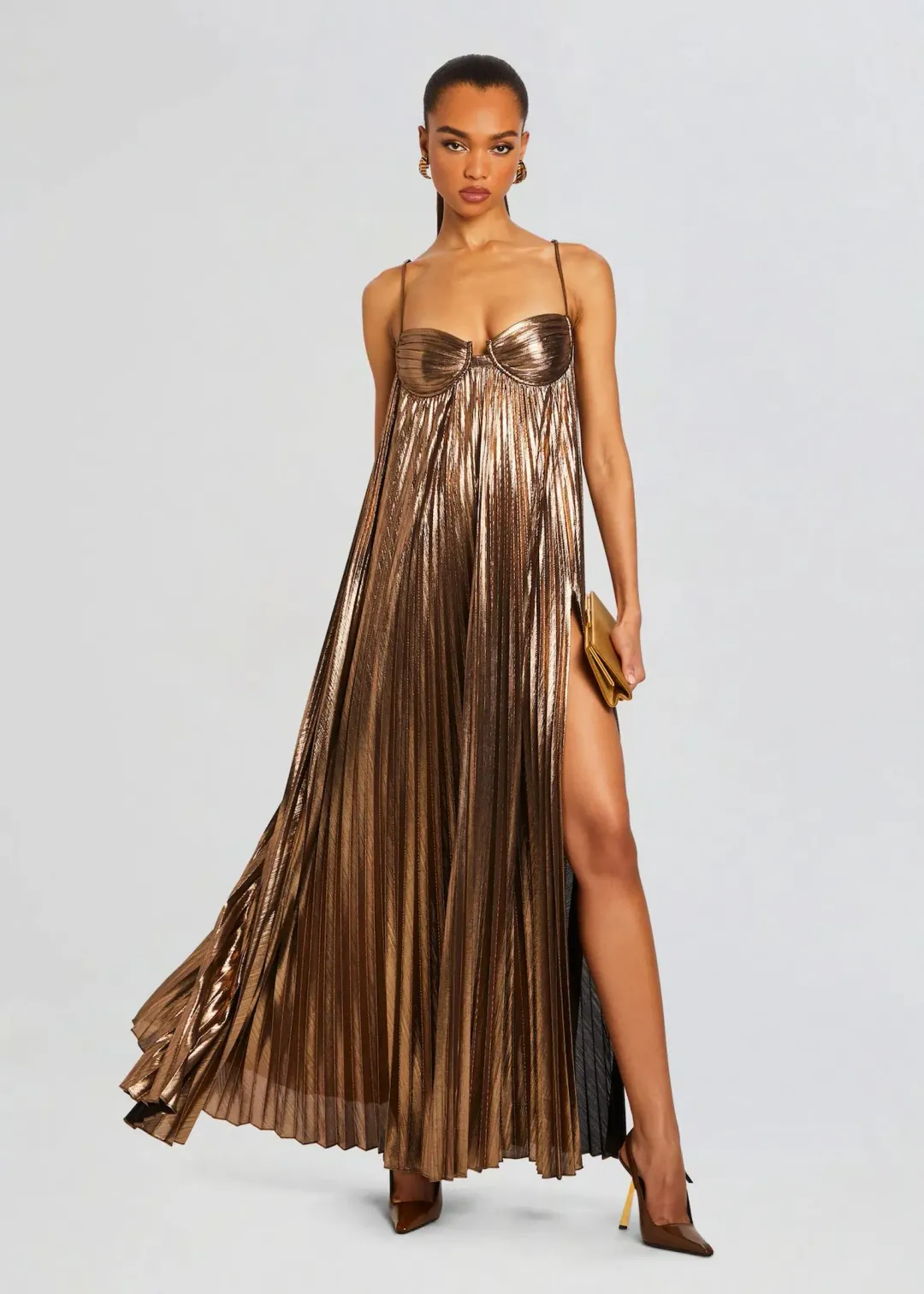 Retrofete Diana Dress Gold Size AU 12 for rent on The Volte - main image