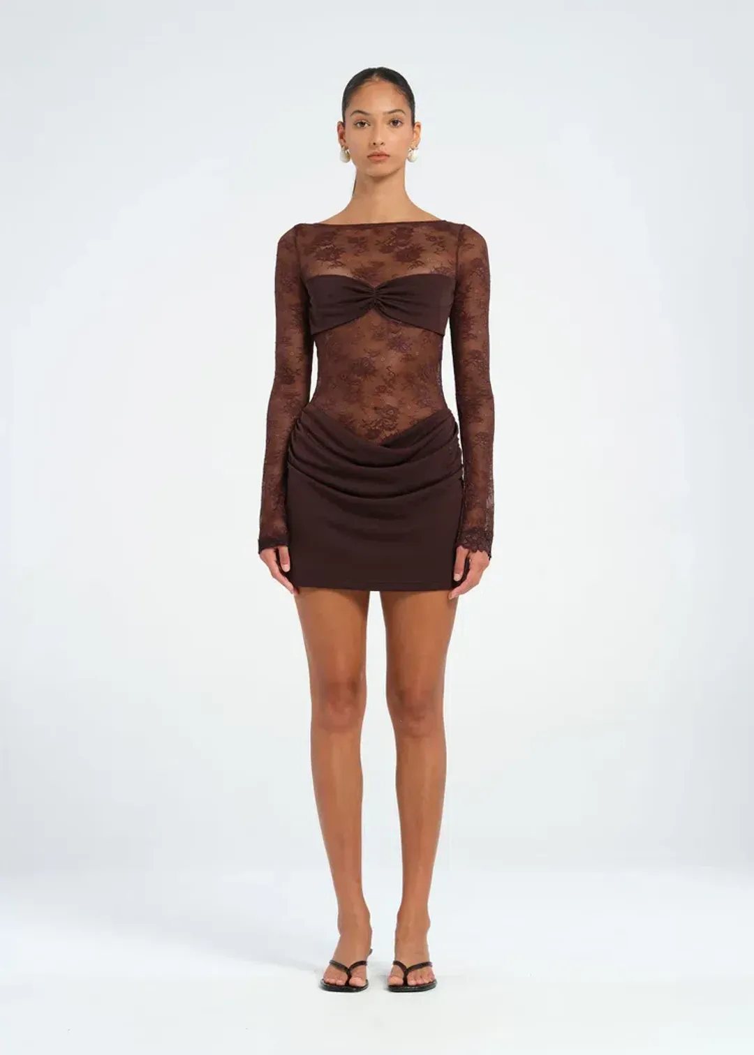 Benni Oskar Mini Dress Brown Size 6 for rent on The Volte - main image
