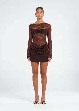 Benni Oskar Mini Dress Brown Size 6 for rent on The Volte - image 6