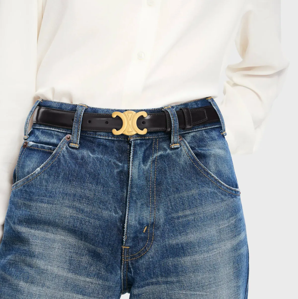 Celine Triomphe Belt Medium Black Size AU 10 for rent on The Volte - main image
