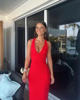 Effie Kats Eiza Gown in Cherry Red Size XS/AU 6 for rent on The Volte - image 5