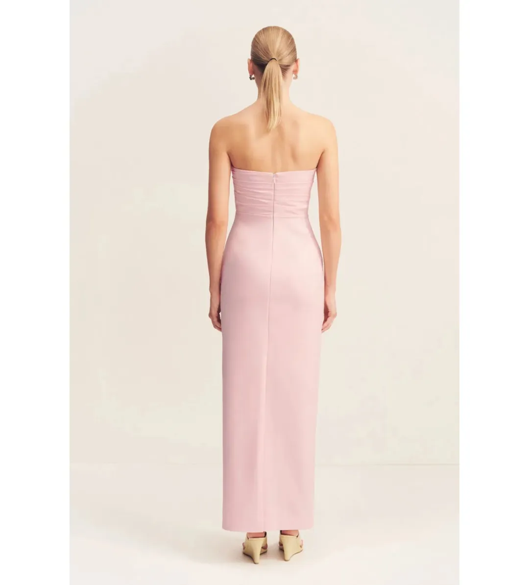 Shona Joy Lani Strapless Draped Maxi Dress Fairyfloss Size 10 for rent on The Volte - main image