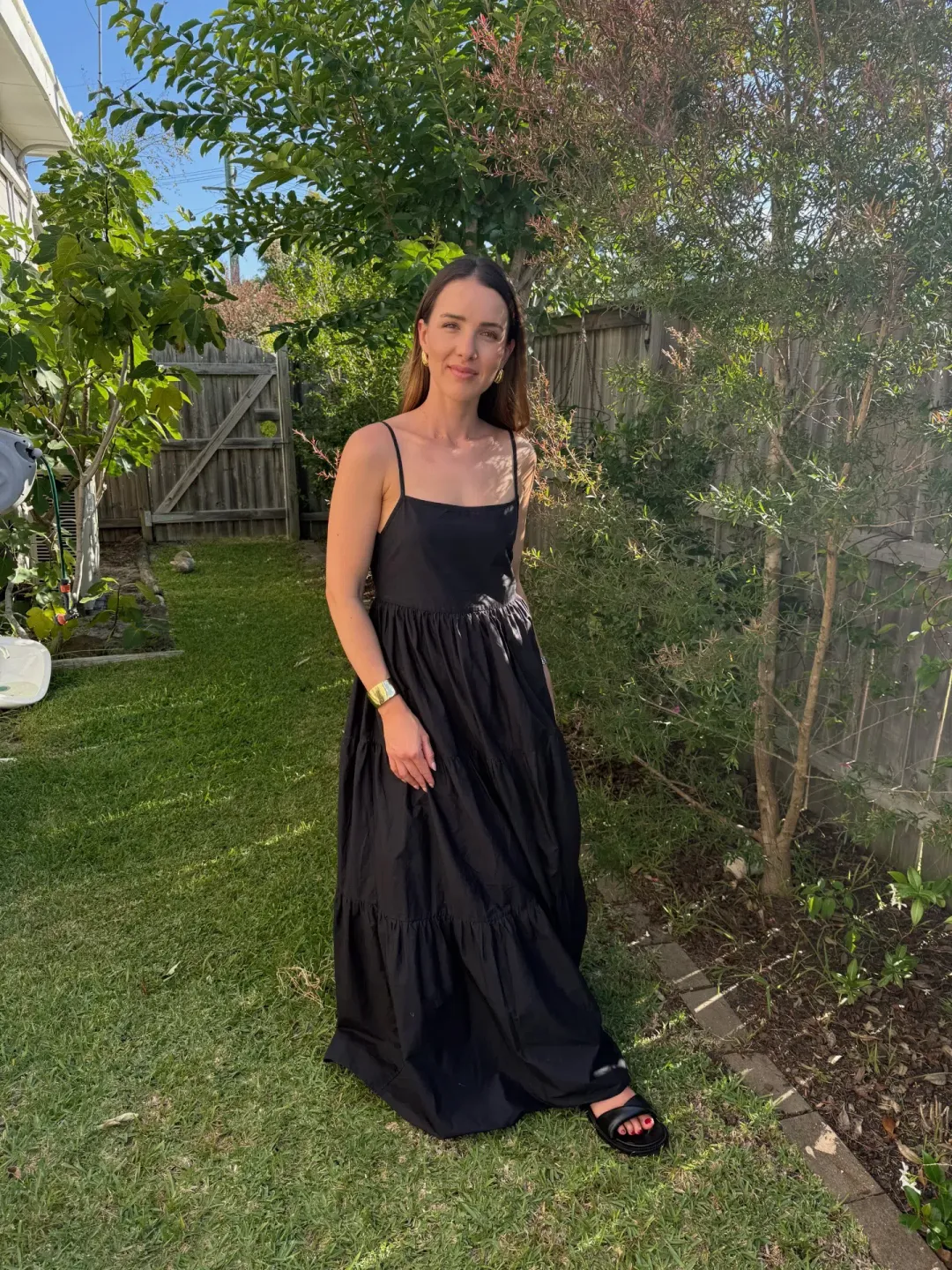 Matteau Tiered Low Back Sundress Black (Size 2 / AU 8) for rent on The Volte - main image
