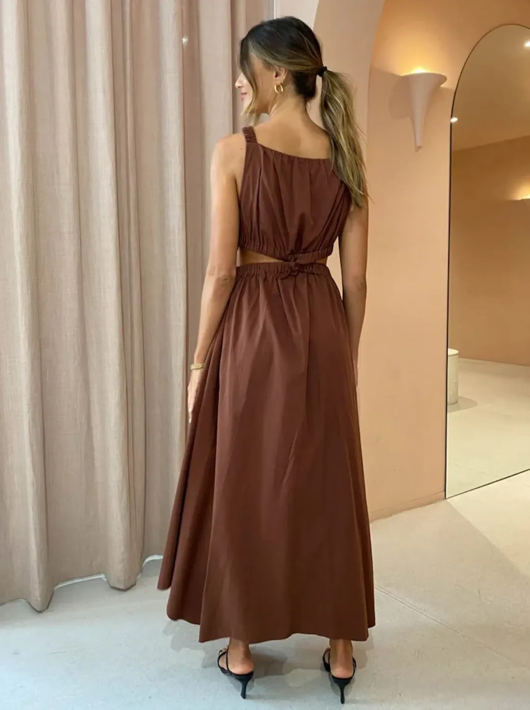 Camilla and Marc Coppola Maxi Dress Cinnamon Chocolate Size AU 12 for rent on The Volte - main image