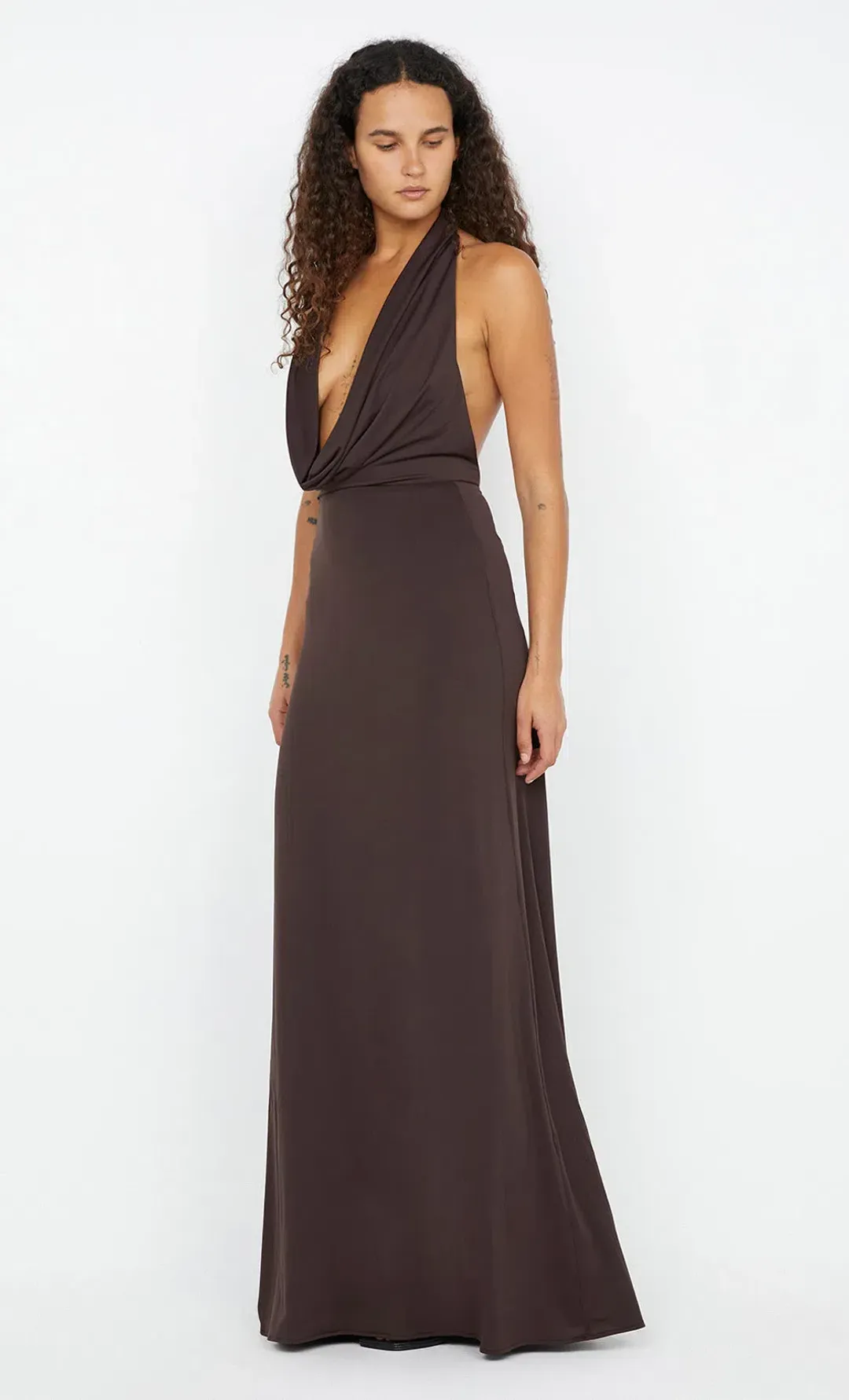 Bec & Bridge Nessie Cowl Neck Maxi Dress Brown Size 6 for rent on The Volte - main image