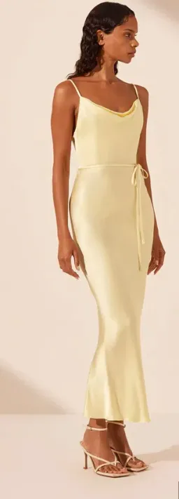 La Lune Bias Cowl Midi Dress Lemon Size 10 for rent on The Volte - image 3