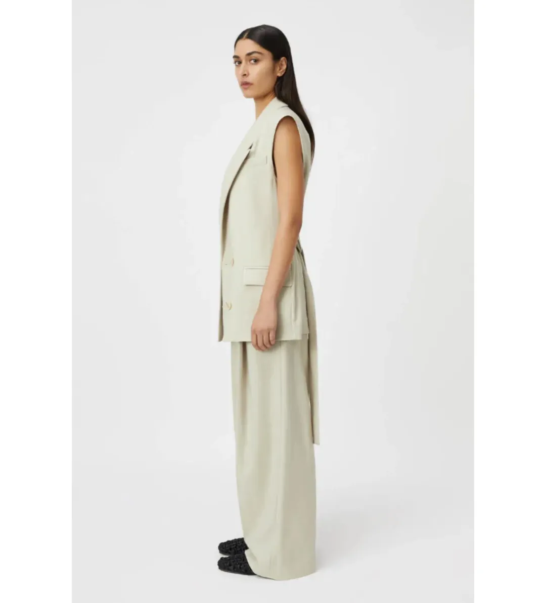 Camiilla and Marc Coen Vest Suit and Pants Sage Green Size 8 for rent on The Volte - main image