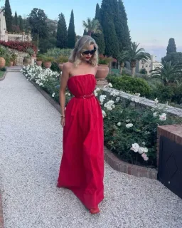 Helsa Studio Crinkle Pleated Gown Very Red Size 8 for rent on The Volte - image 4
