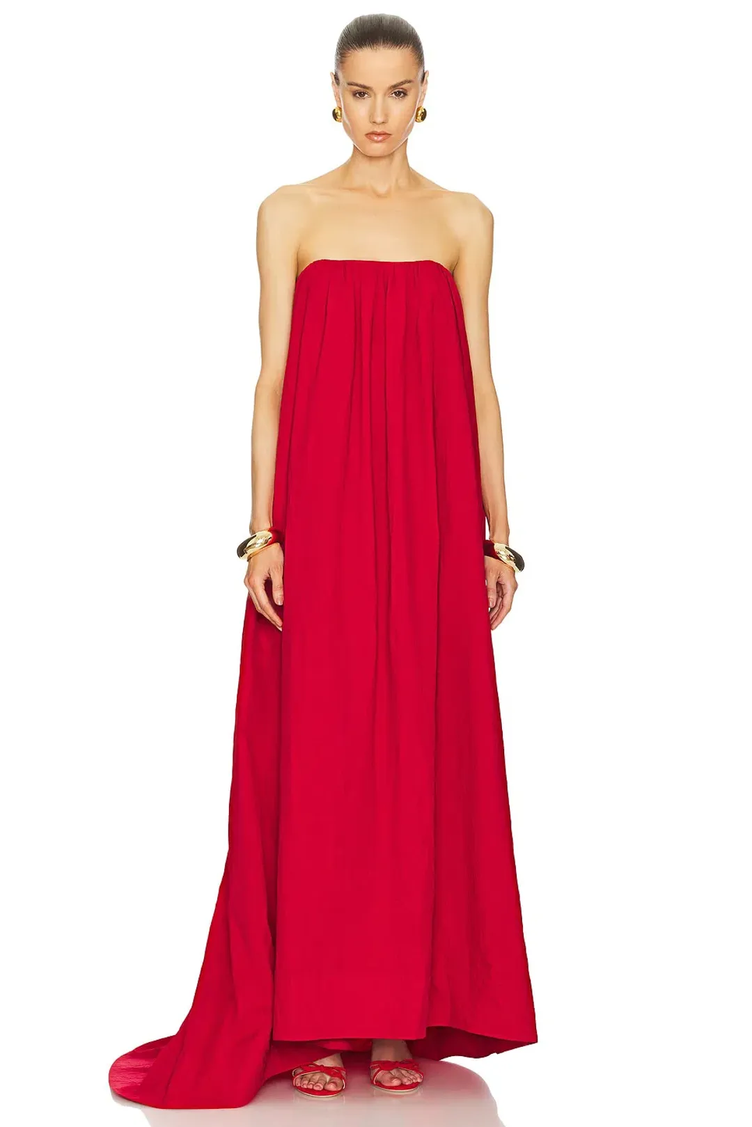 Helsa Studio Crinkle Pleated Gown Very Red Size 8 for rent on The Volte - main image