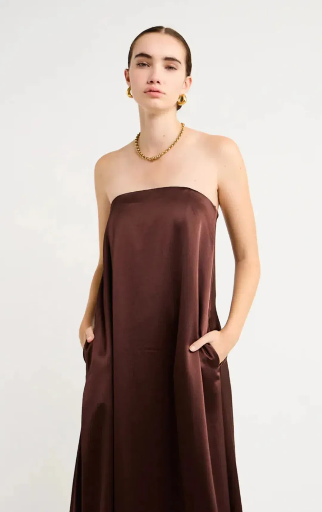 Anna Quan Delfina Gown Chocolate Brown Size 8 AU for rent on The Volte - main image