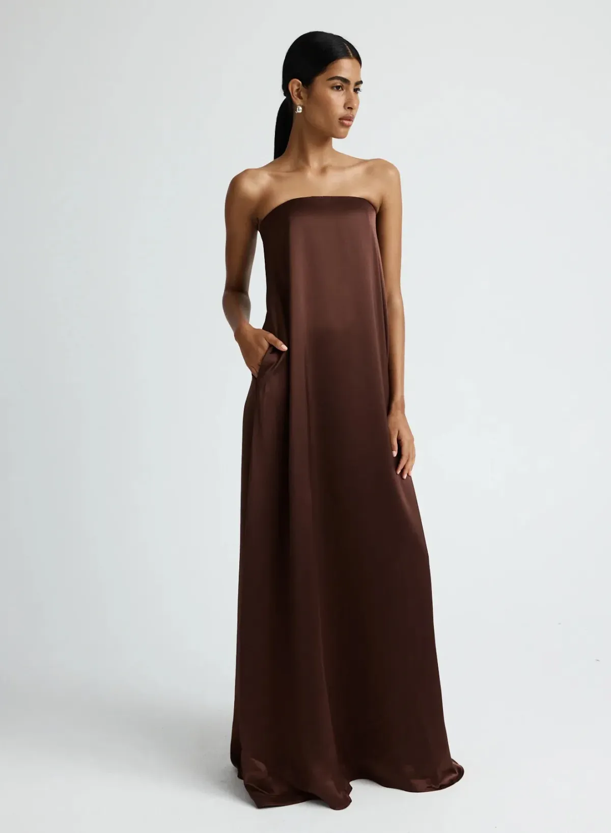 Anna Quan Delfina Gown Chocolate Brown Size 8 AU for rent on The Volte - main image