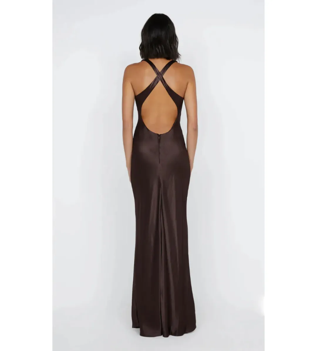 Bec & Bridge Maxina Crossover Dress Dark Chocolate Size AU 10 for rent on The Volte - main image