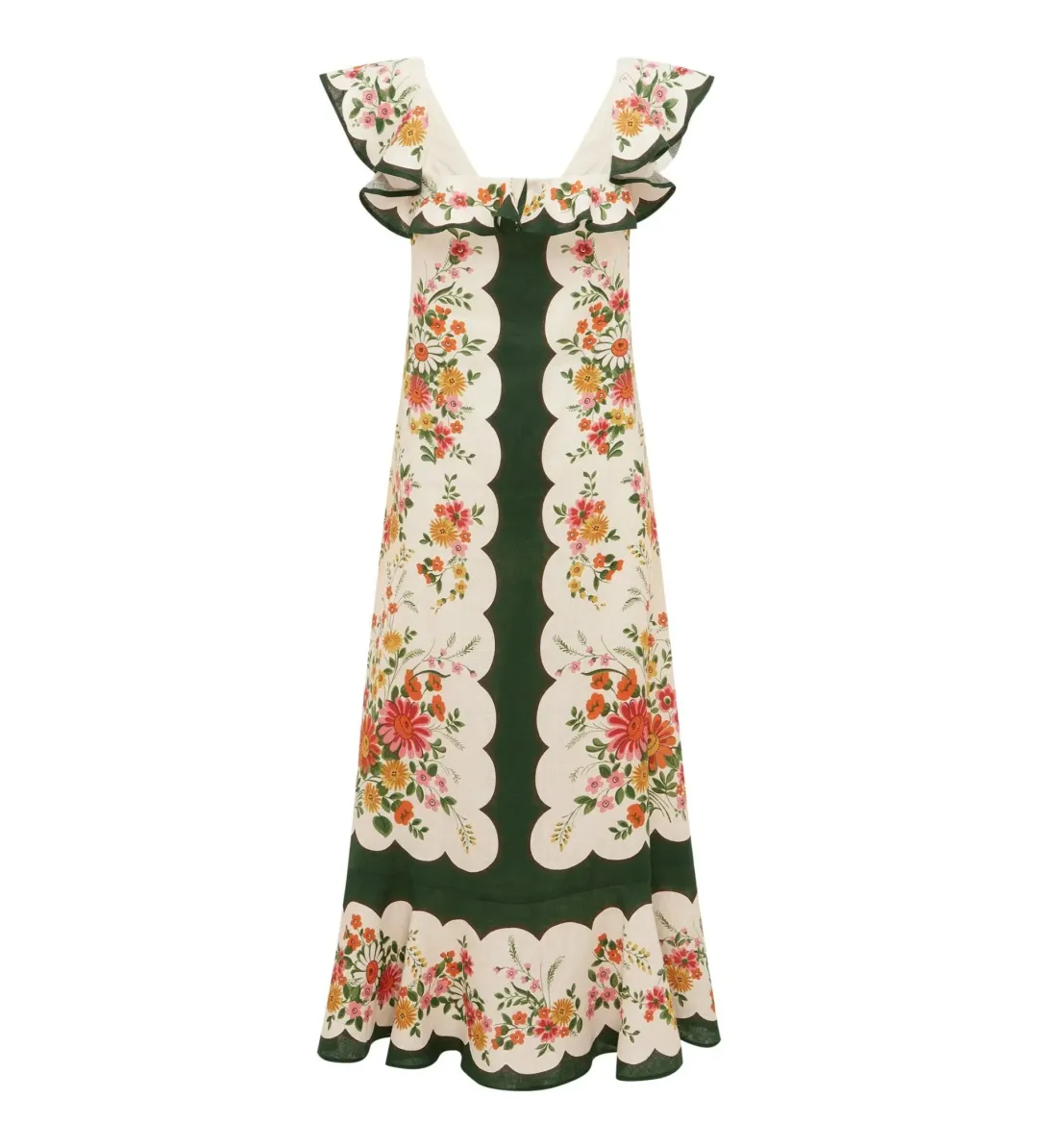 Alemais Elisabetta Ruffle Midi Dress Multi Size AU 10 for rent on The Volte - main image